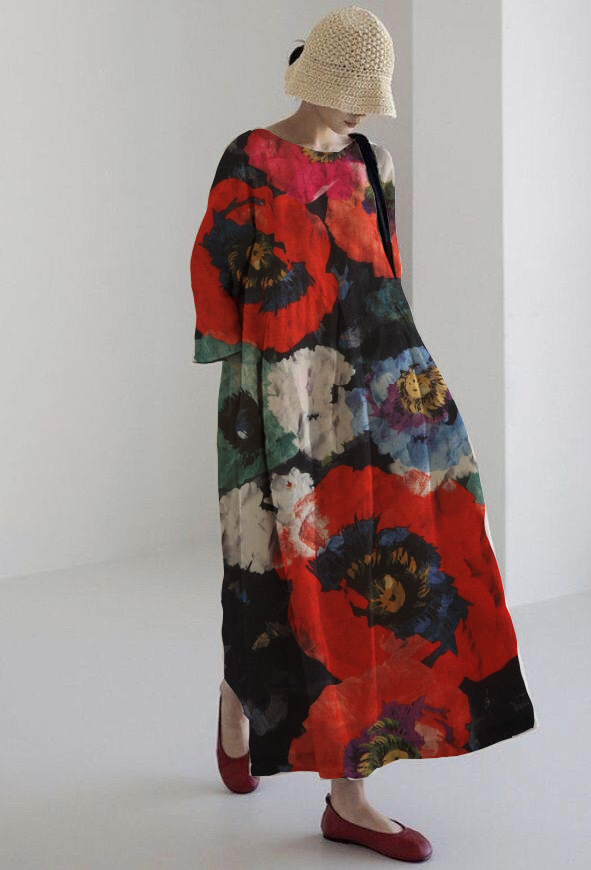 Valéria | Robe Longue Fleurie Intense