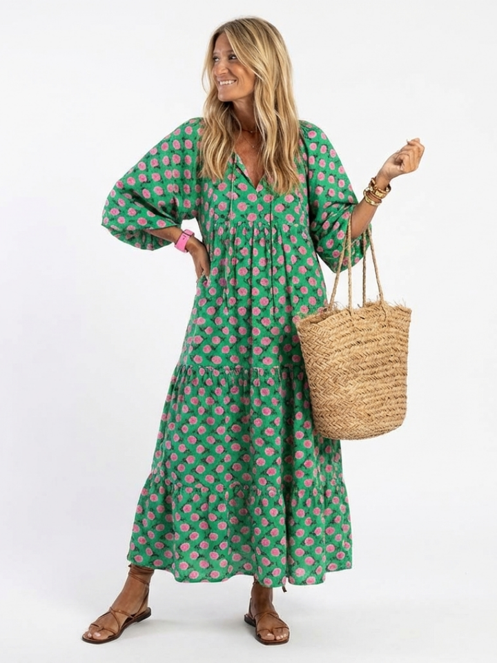 Léonie | Robe Maxi Fleurie Bohème Décontractée
