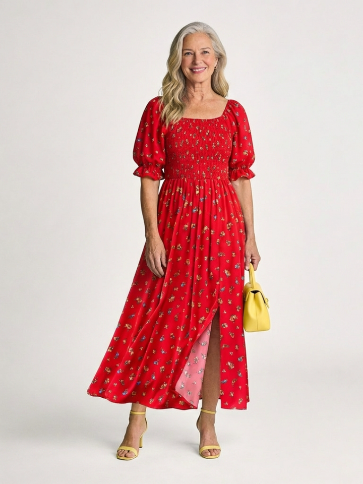 Camille | Robe Maxi Fleurie Smockée Élégance