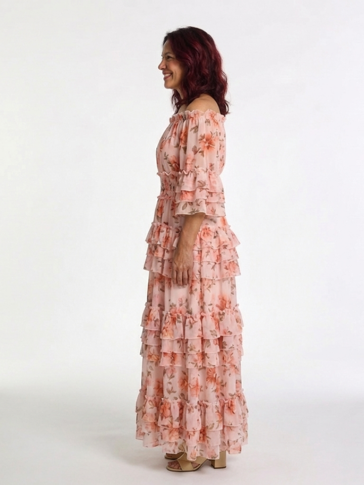 Isaline | Robe Maxi Fleurie Volants Romantiques