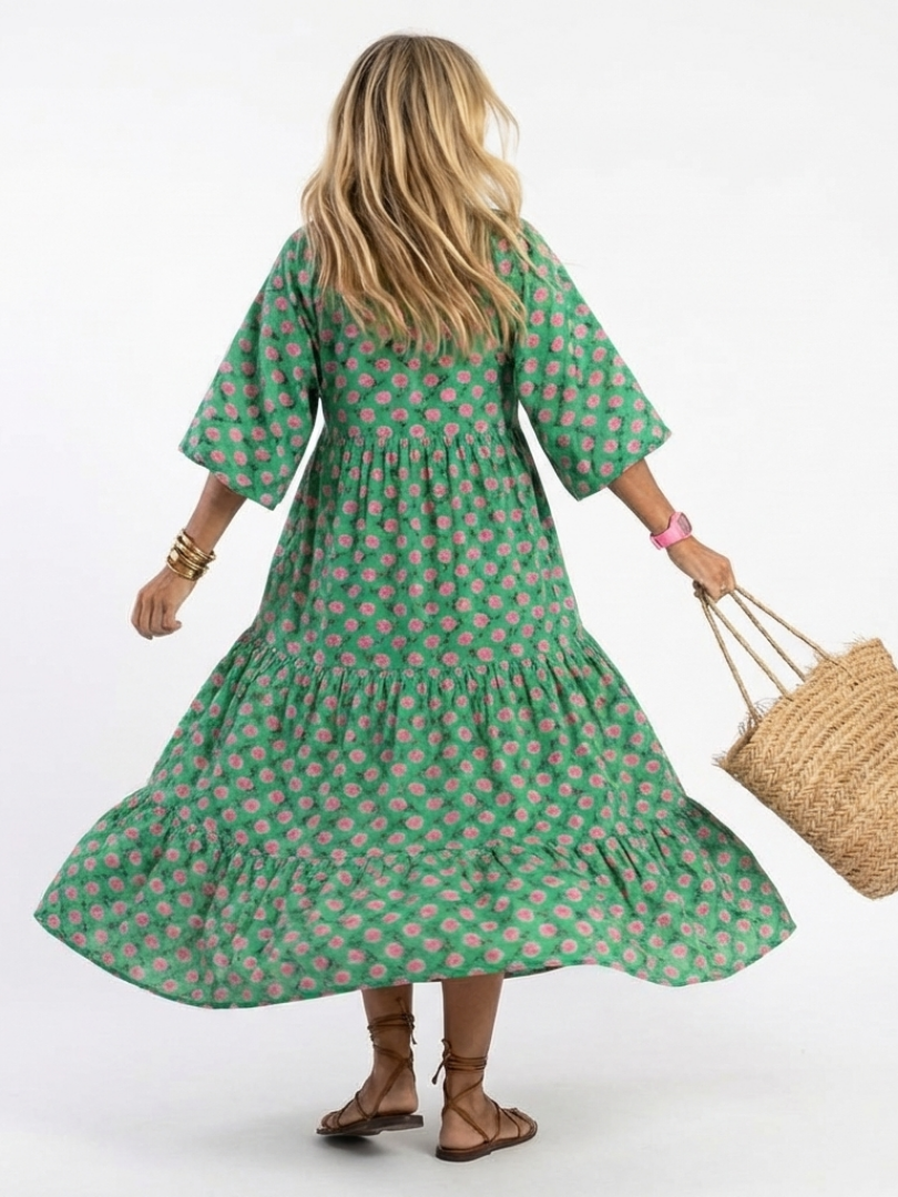 Léonie | Robe Maxi Fleurie Bohème Décontractée