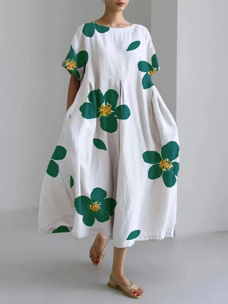 Mirella | Robe Longue Fleurie Minimaliste