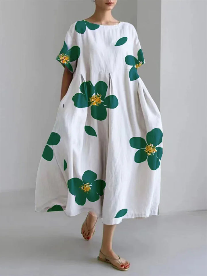 Mirella | Robe Longue Fleurie Minimaliste