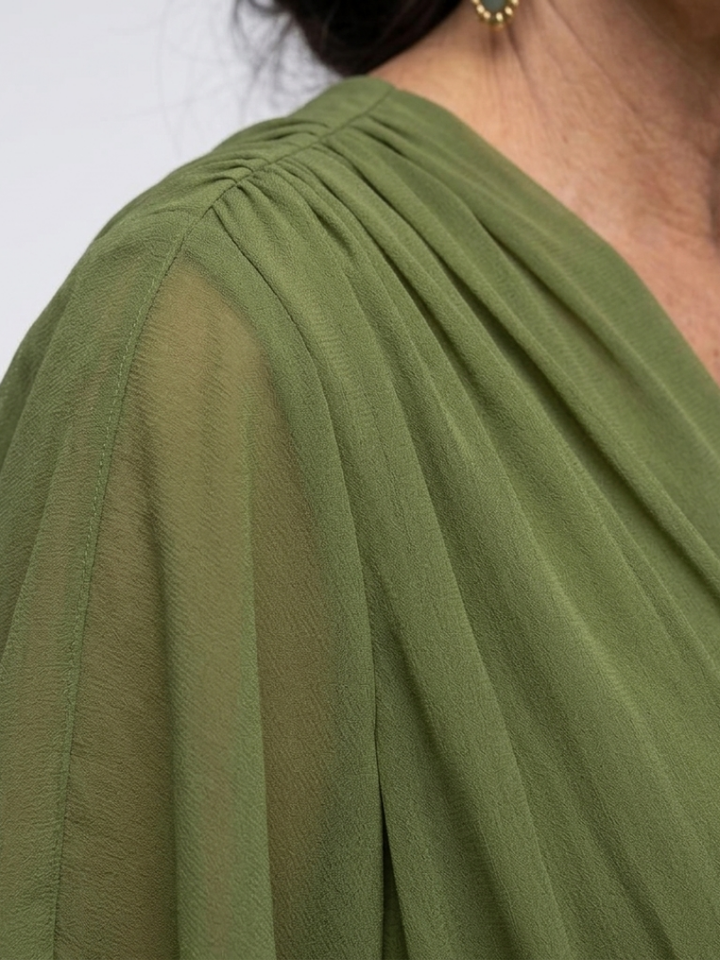 Olivia | Robe Midi Drapée Élégance Naturelle