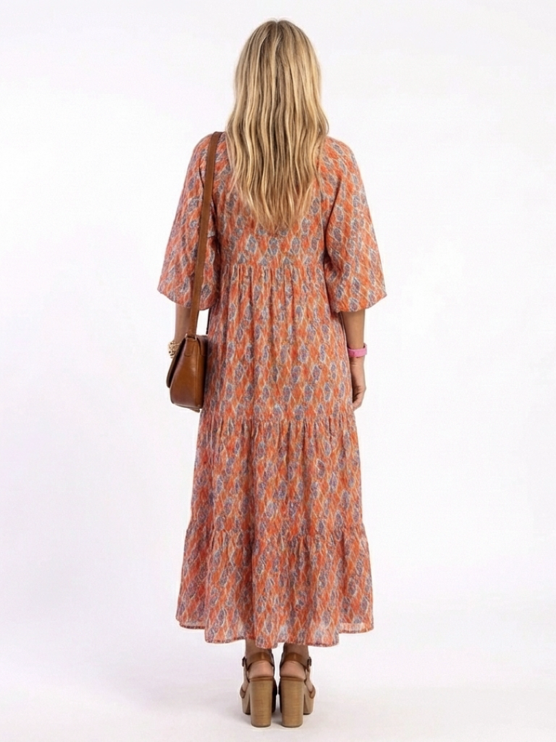Océane | Robe Maxi Bohème Imprimé Chaleureux