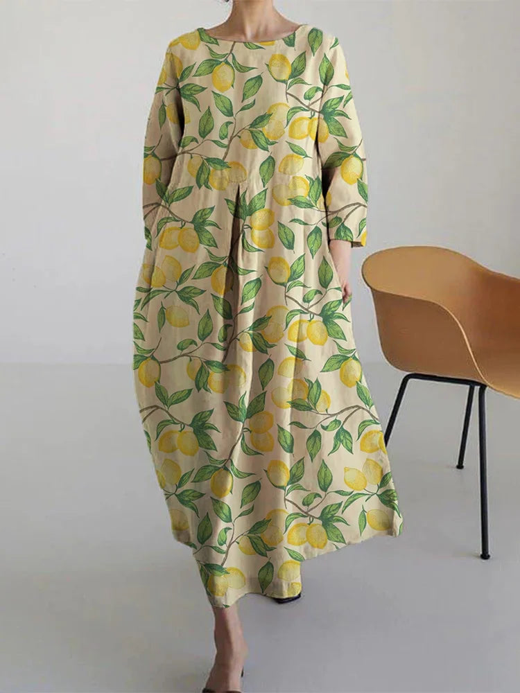 Limonia | Robe Longue Fleurie Citronnée