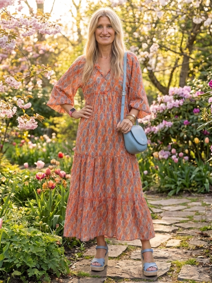 Océane | Robe Maxi Bohème Imprimé Chaleureux