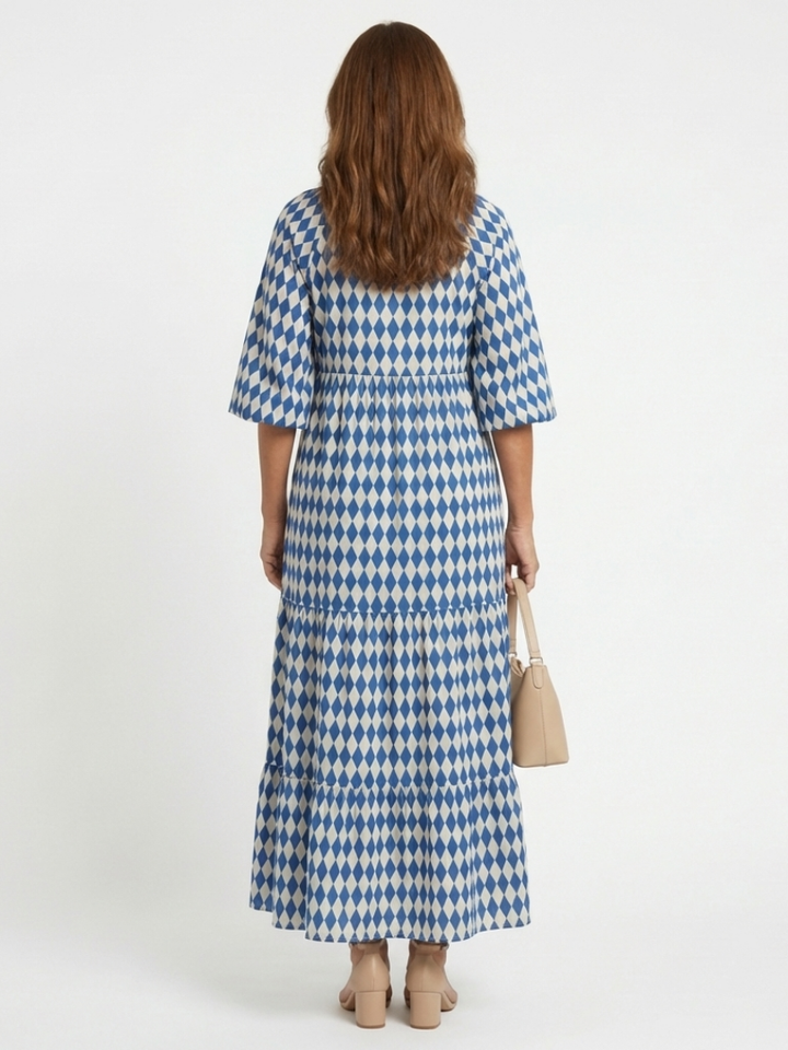 Clémence | Robe Maxi Graphique Élégance Moderne