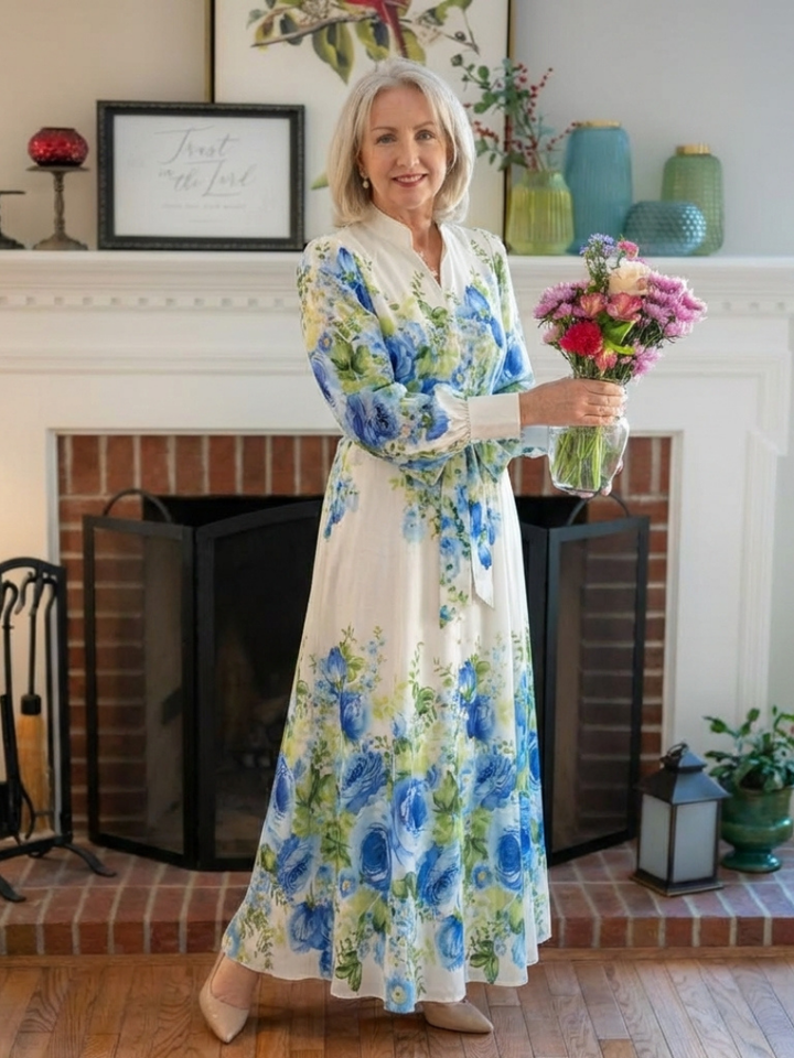 Adèle | Robe Maxi Fleurie Élégance Classique