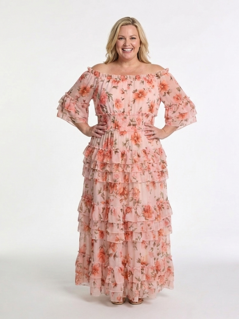 Isaline | Robe Maxi Fleurie Volants Romantiques