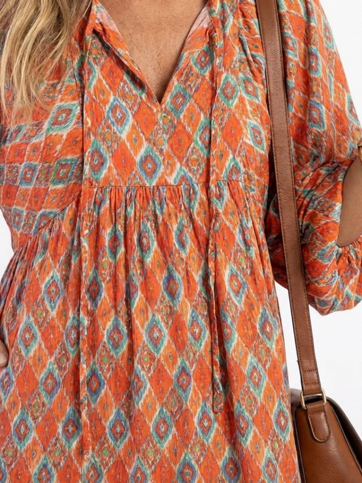 Océane | Robe Maxi Bohème Imprimé Chaleureux