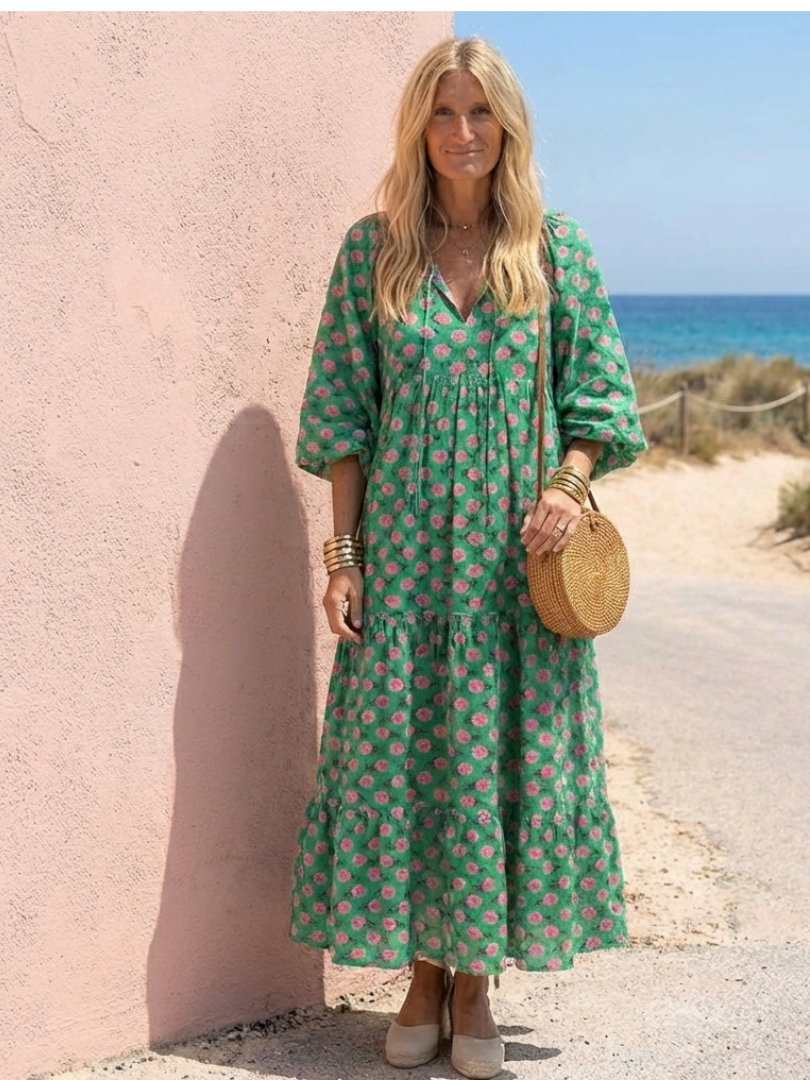 Léonie | Robe Maxi Fleurie Bohème Décontractée