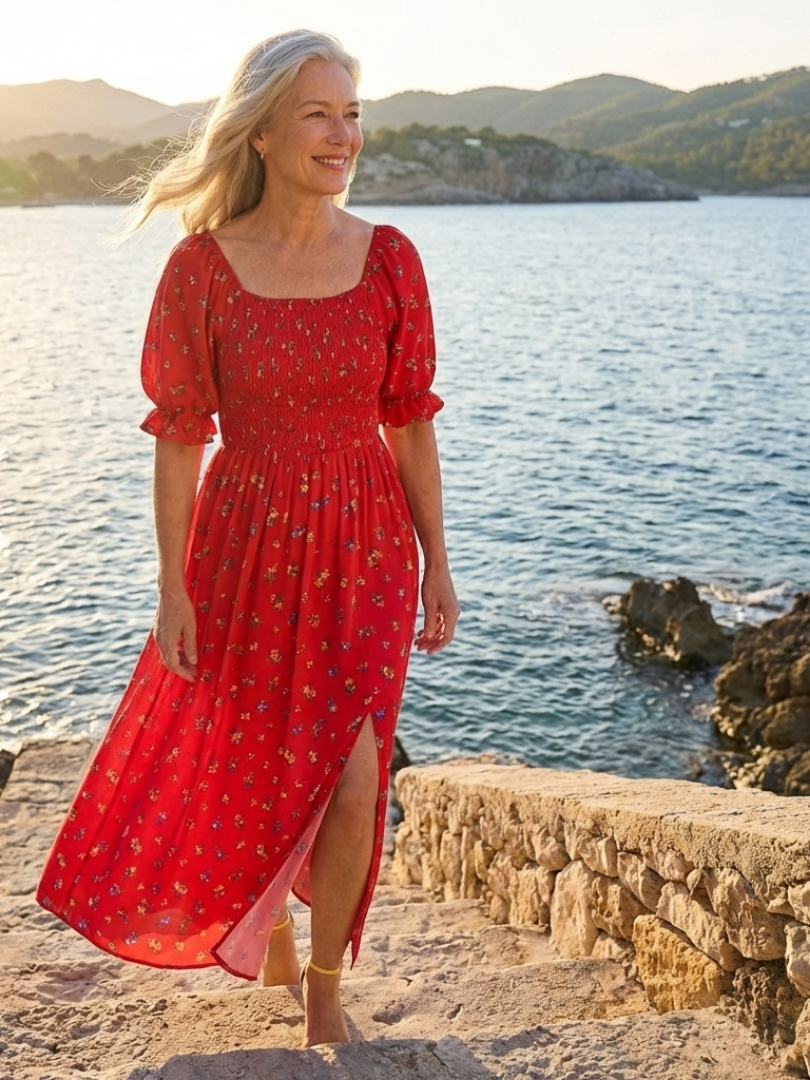 Camille | Robe Maxi Fleurie Smockée Élégance