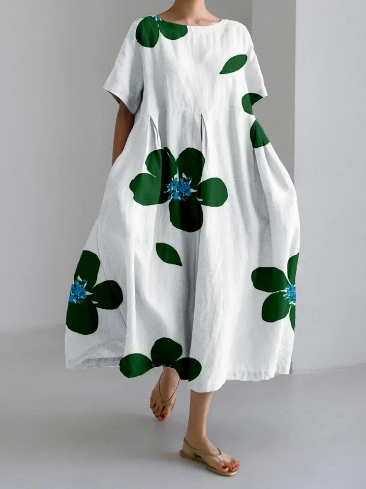 Mirella | Robe Longue Fleurie Minimaliste