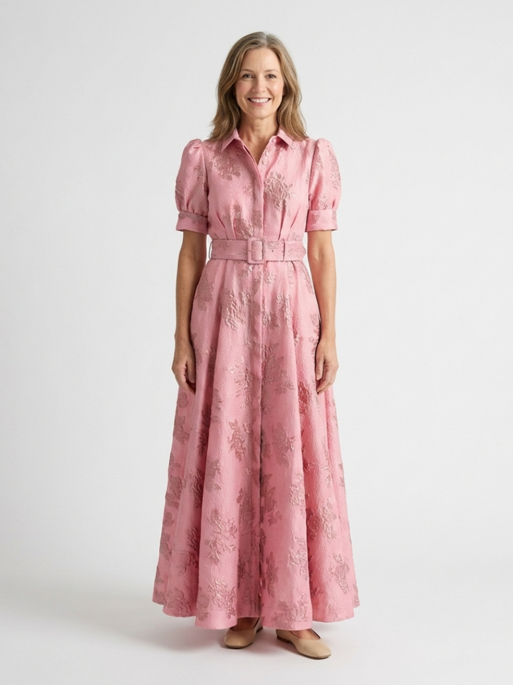 Rosalie | Robe Maxi Jacquard Élégance Classique