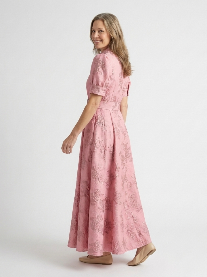 Rosalie | Robe Maxi Jacquard Élégance Classique