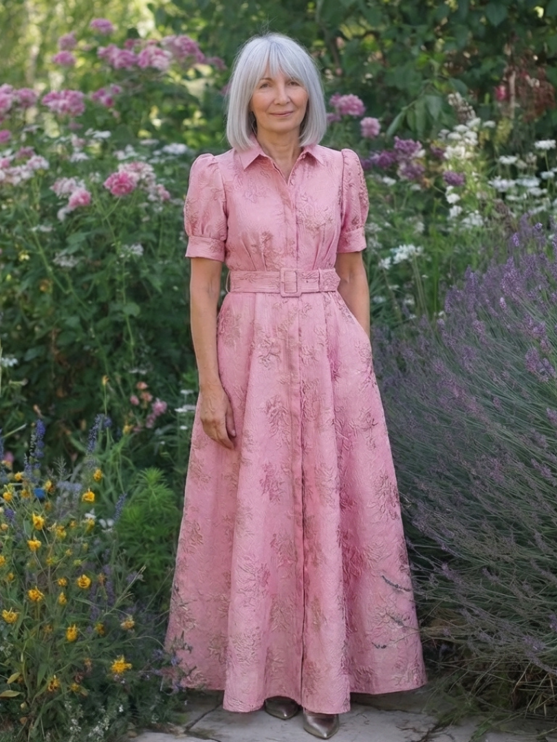 Rosalie | Robe Maxi Jacquard Élégance Classique
