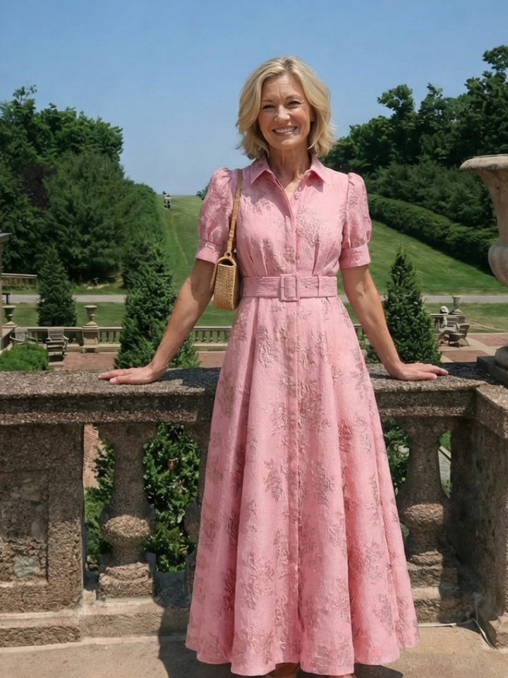 Rosalie | Robe Maxi Jacquard Élégance Classique