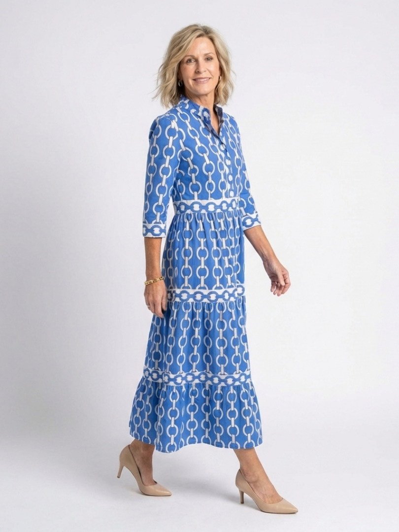 Capucine | Robe Maxi Graphique Élégance Chic