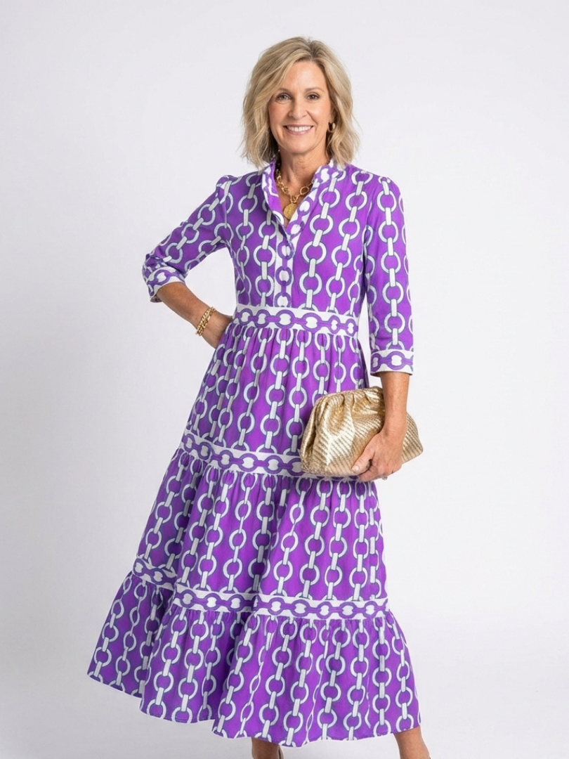 Capucine | Robe Maxi Graphique Élégance Chic