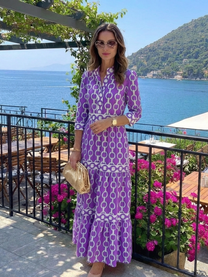 Capucine | Robe Maxi Graphique Élégance Chic