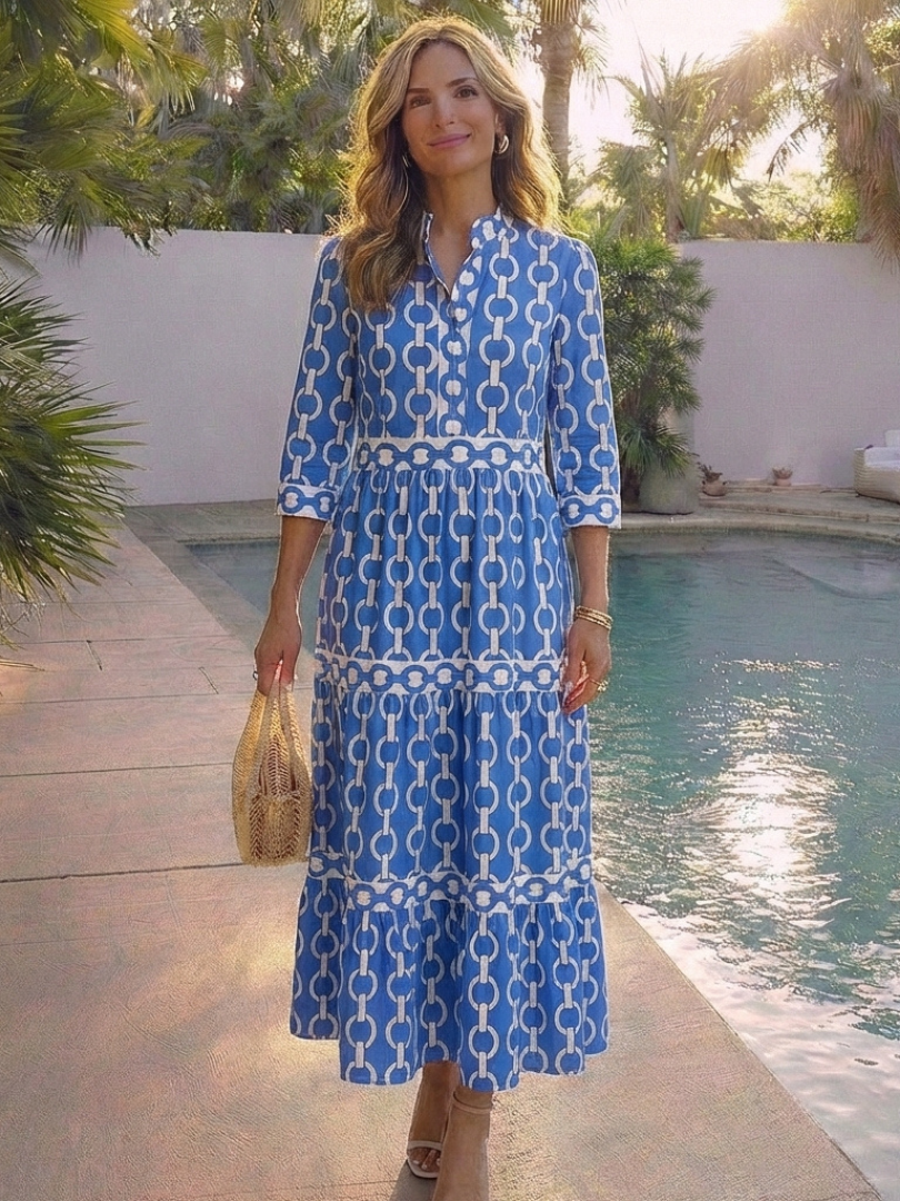 Capucine | Robe Maxi Graphique Élégance Chic