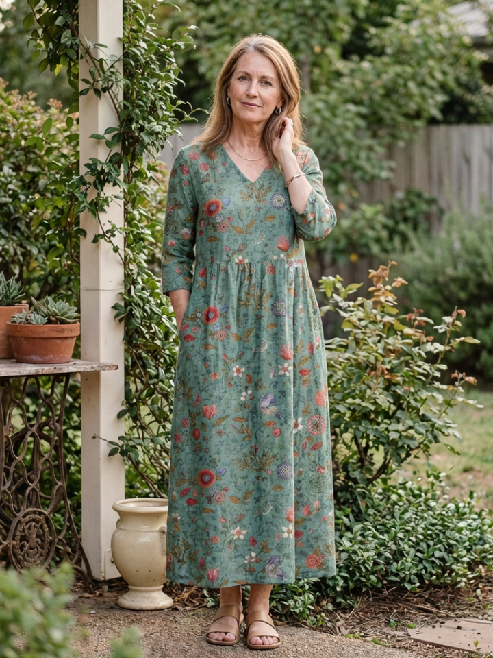 Armelle | Robe Maxi Fleurie Confort Naturel