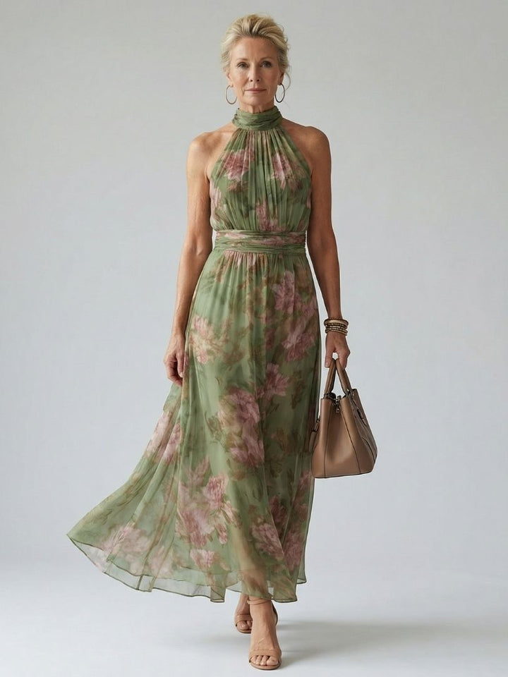 Florence | Robe Maxi Fleurie Col Halter