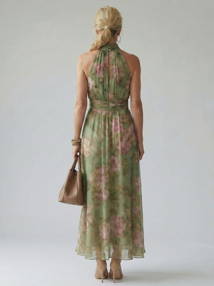 Florence | Robe Maxi Fleurie Col Halter