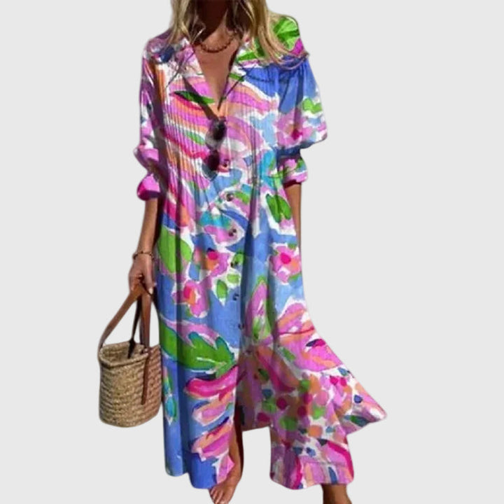 Zariah | Robe Maxi Imprimée Aquarelle