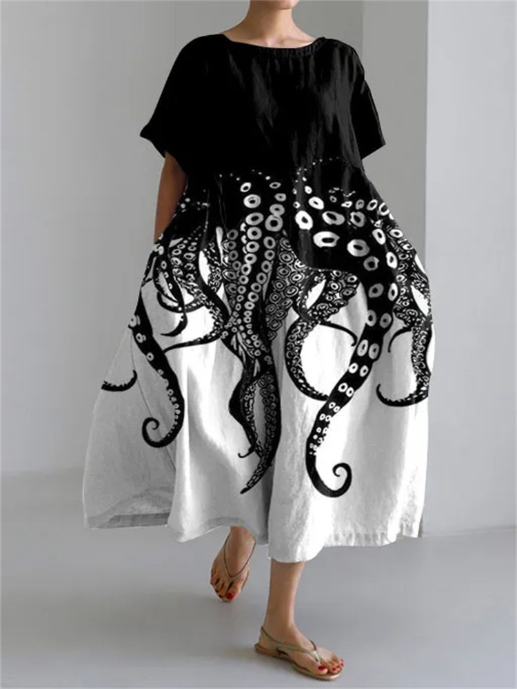 Océane | Robe Longue Artistique Octopus