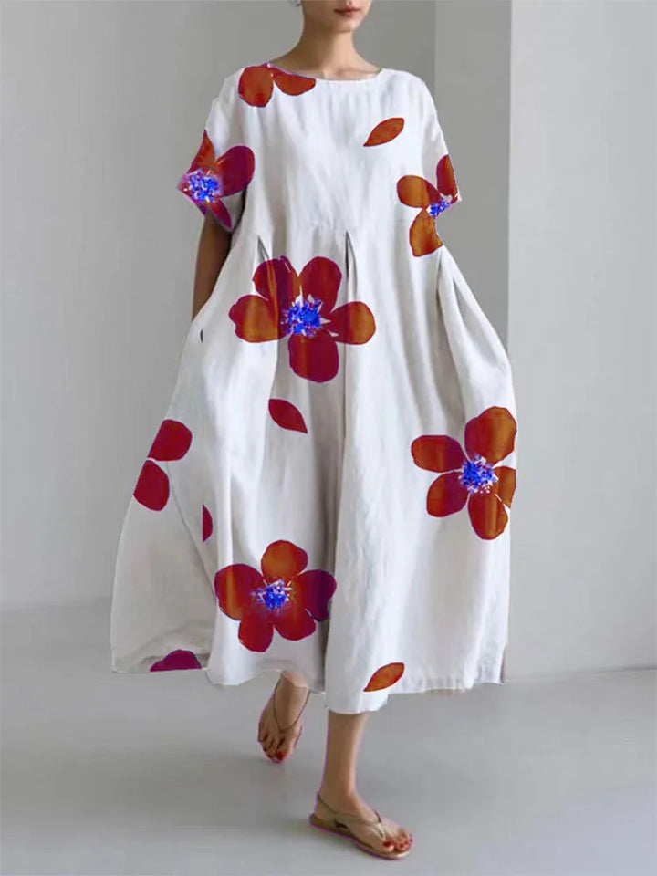 Mirella | Robe Longue Fleurie Minimaliste