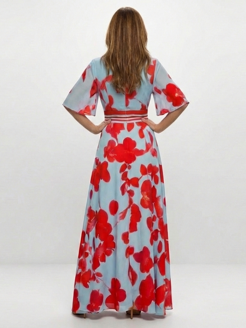 Marianne | Robe Maxi Fleurie Élégance Contrastée