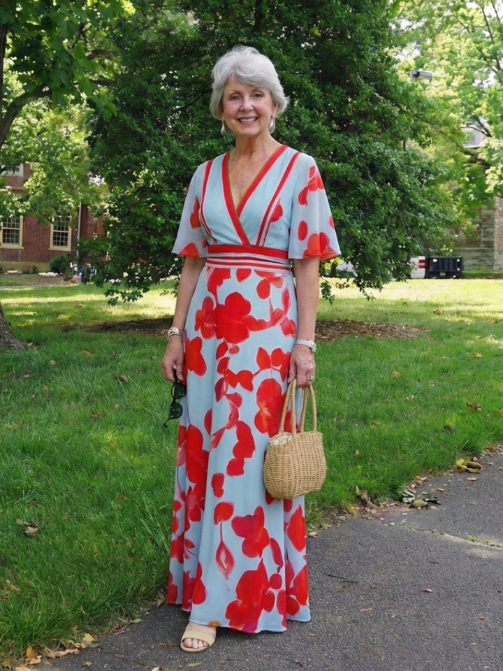 Marianne | Robe Maxi Fleurie Élégance Contrastée