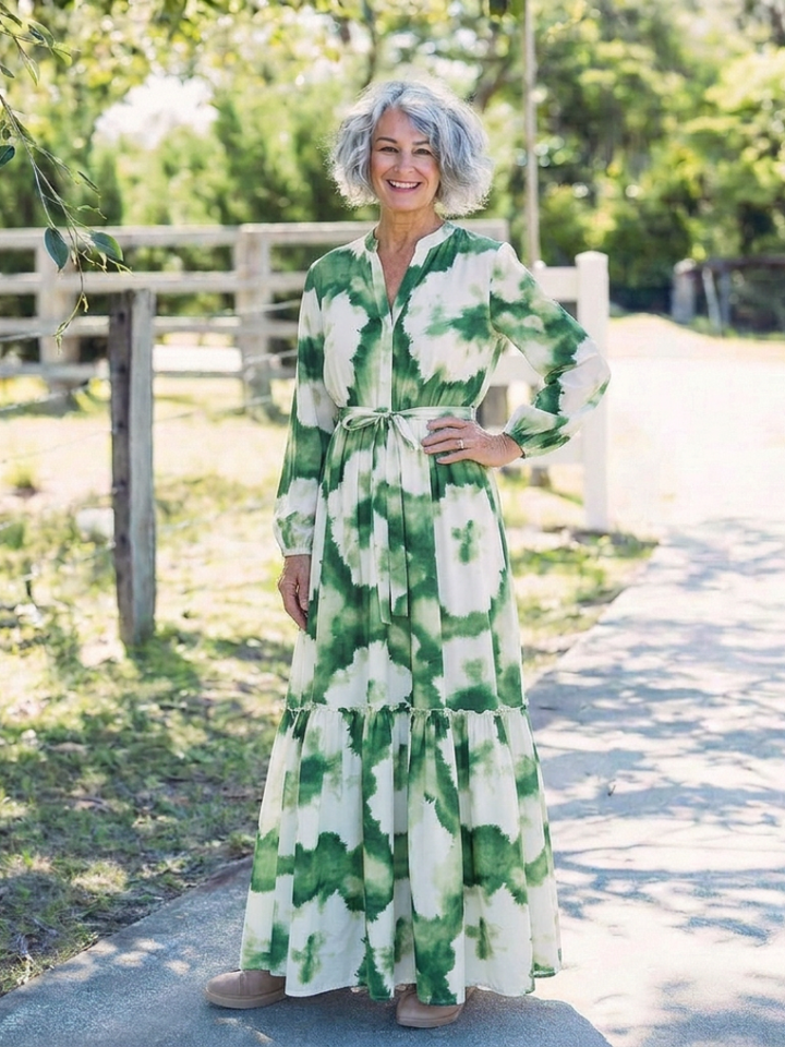 Garance | Robe Maxi Imprimé Nature Élégance Fluide