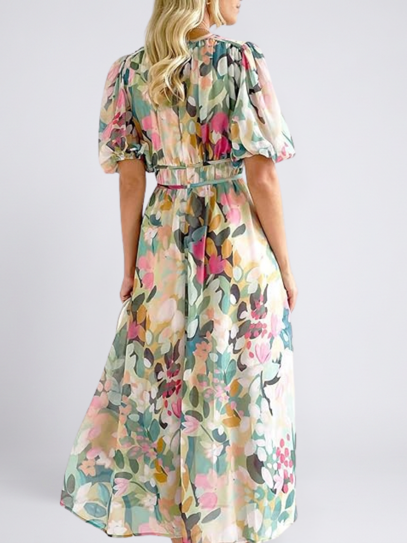 Émiliane | Robe Maxi Fleurie Aquarelle Élégante