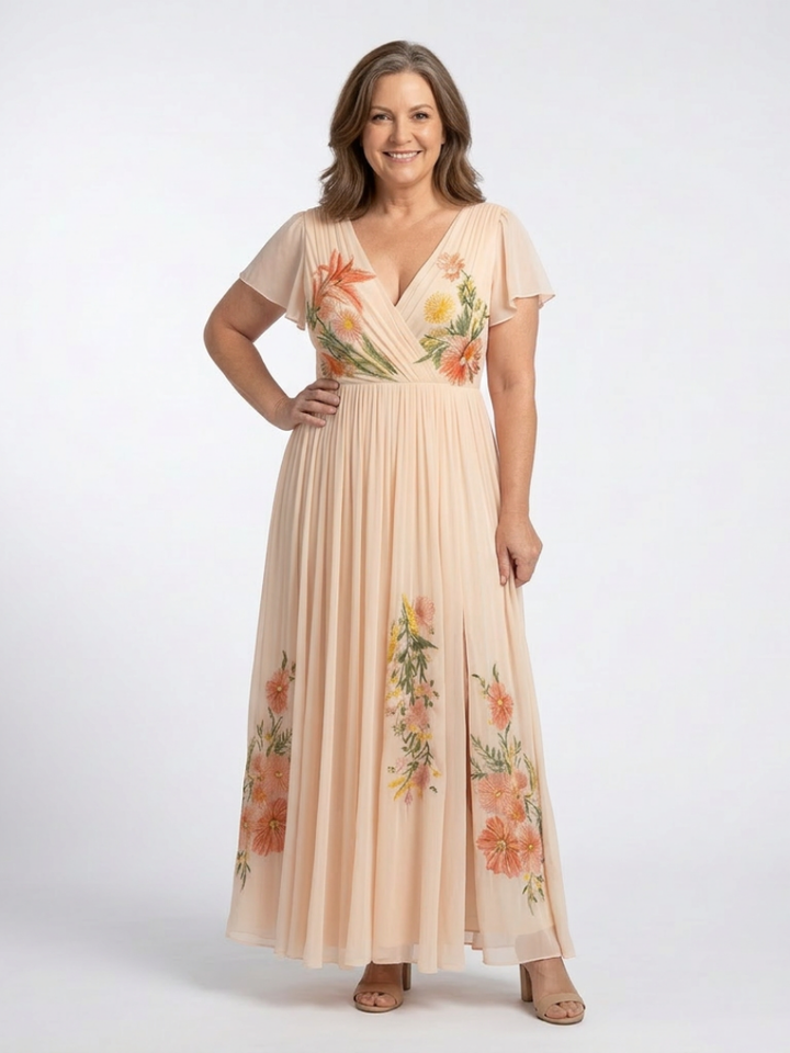 Anaëlle | Robe Maxi Fleurie Plissée Romantique