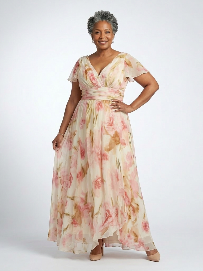 Éléonore | Robe Maxi Fleurie Élégance Aérienne