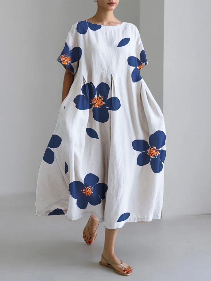 Mirella | Robe Longue Fleurie Minimaliste