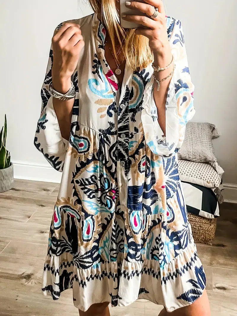 Émilie | Robe Bohème Imprimée