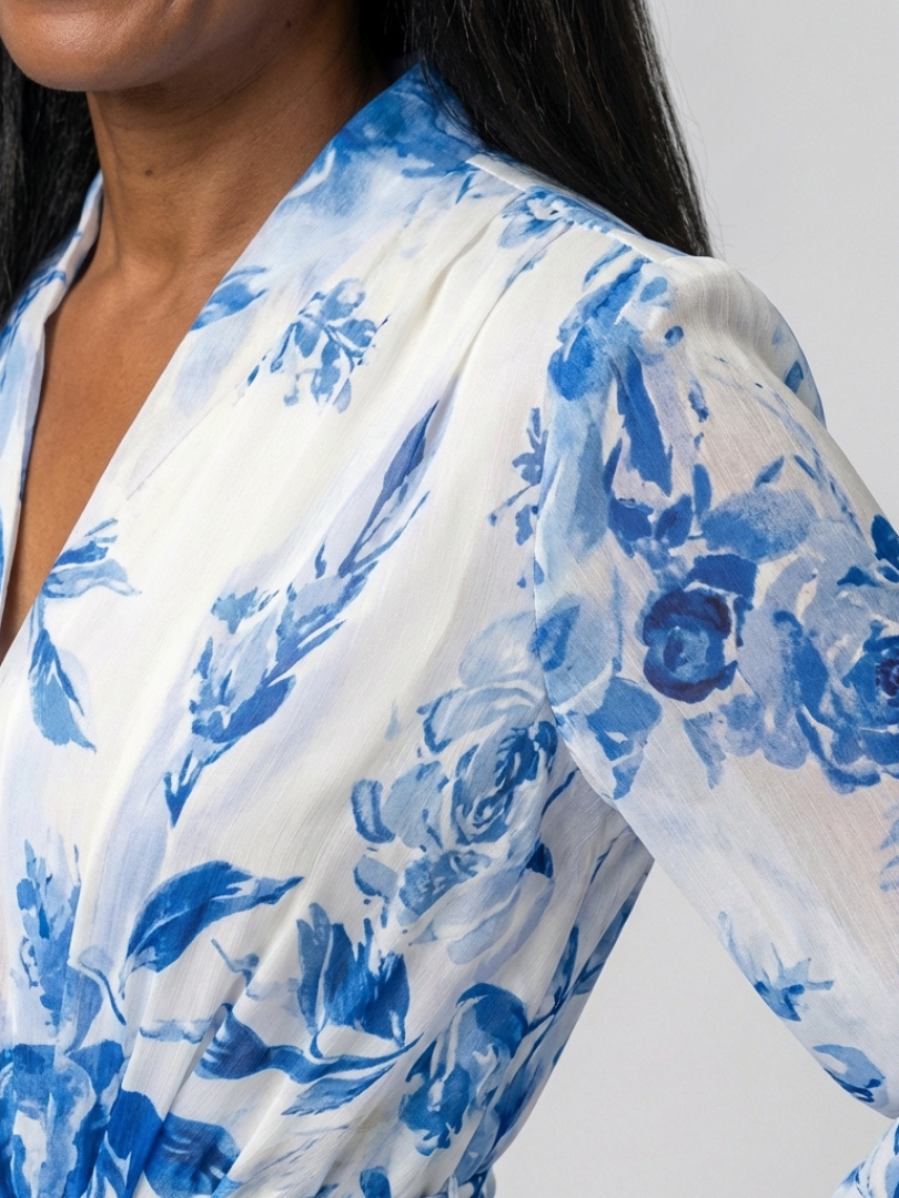 Valentine | Robe Maxi Fleurie Portefeuille Élégance