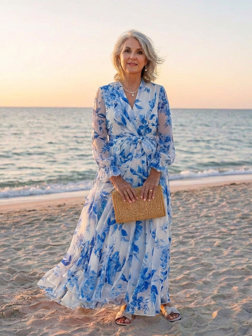 Valentine | Robe Maxi Fleurie Portefeuille Élégance