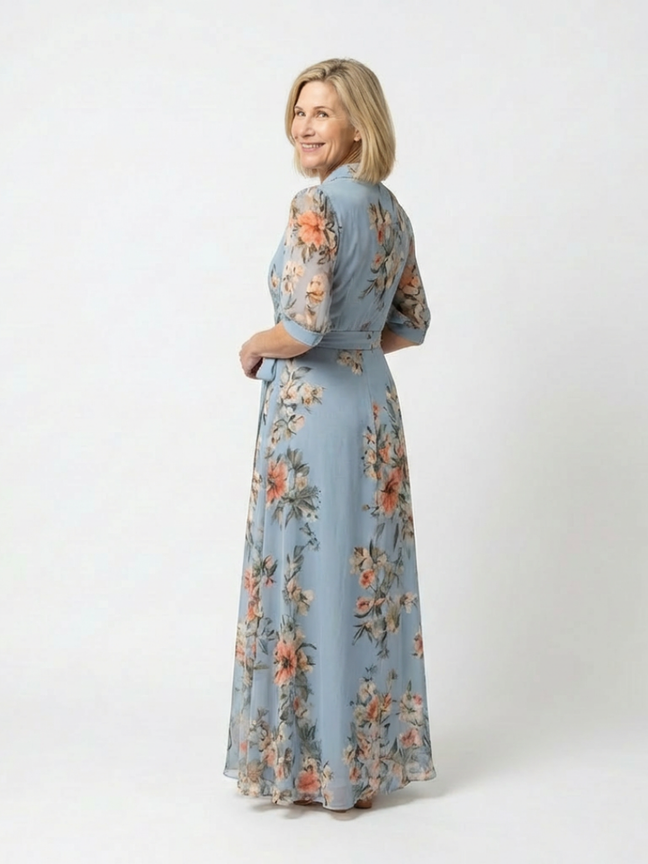 Amandine | Robe Maxi Fleurie Portefeuille