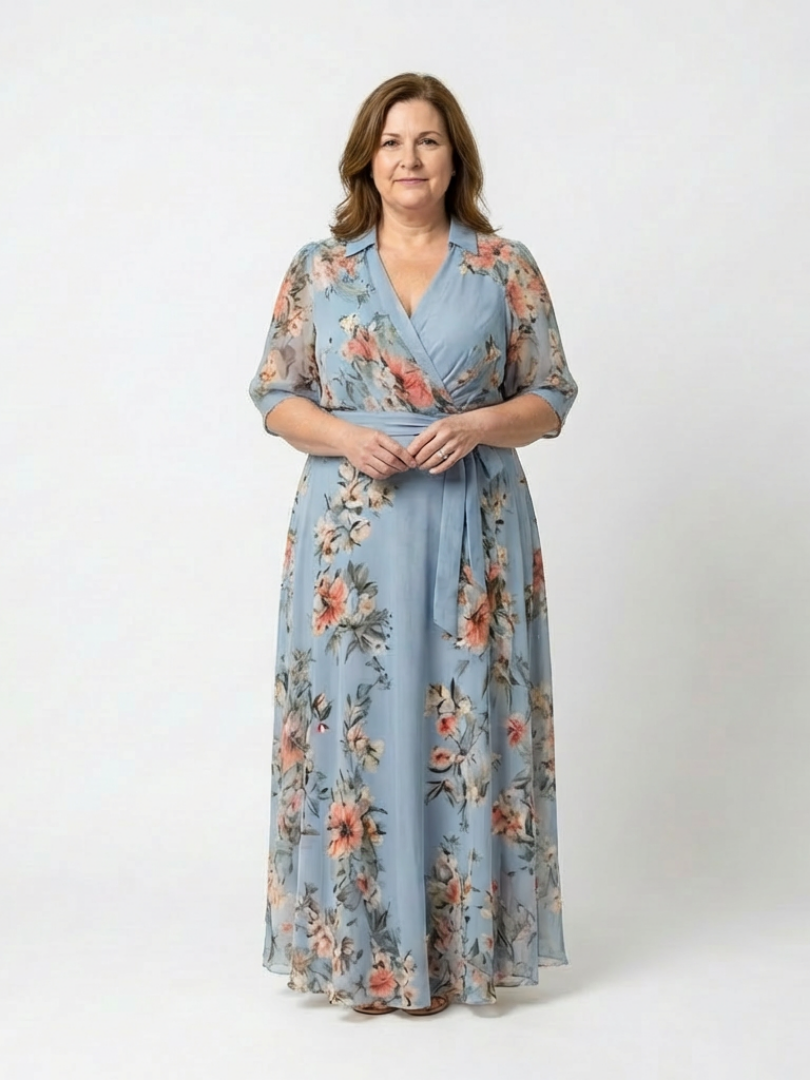 Amandine | Robe Maxi Fleurie Portefeuille