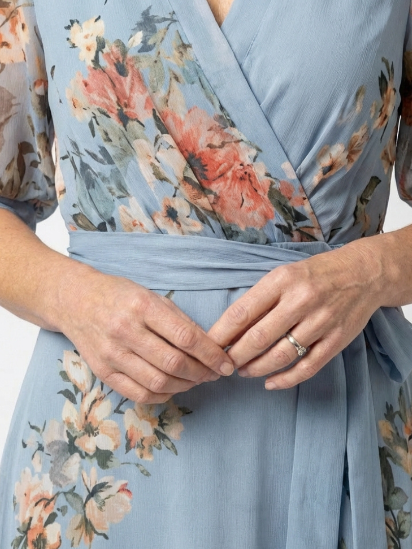 Amandine | Robe Maxi Fleurie Portefeuille
