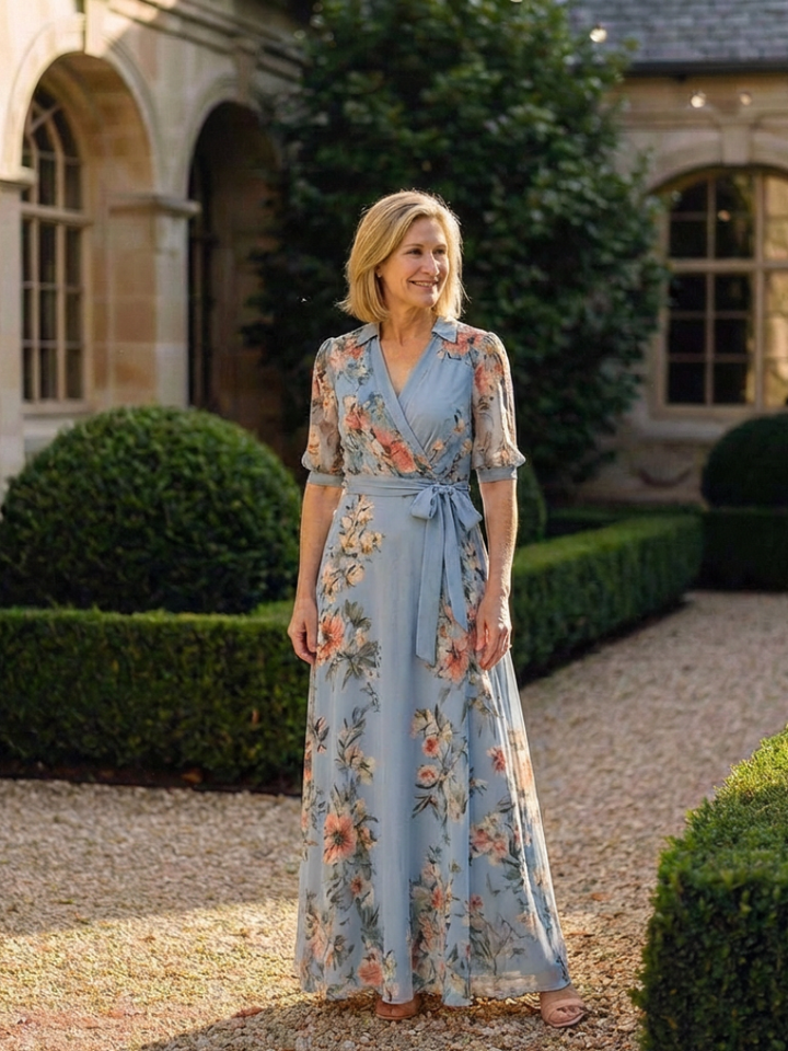 Amandine | Robe Maxi Fleurie Portefeuille